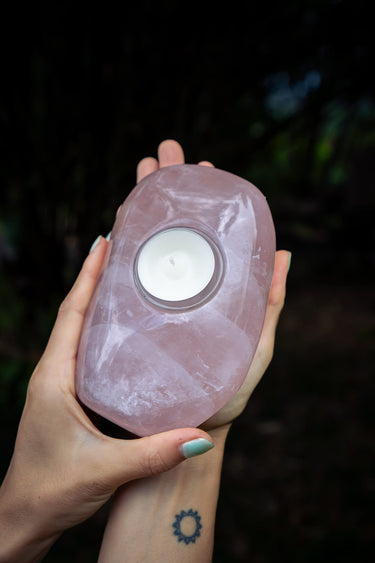 Rose Quartz Candle Holder